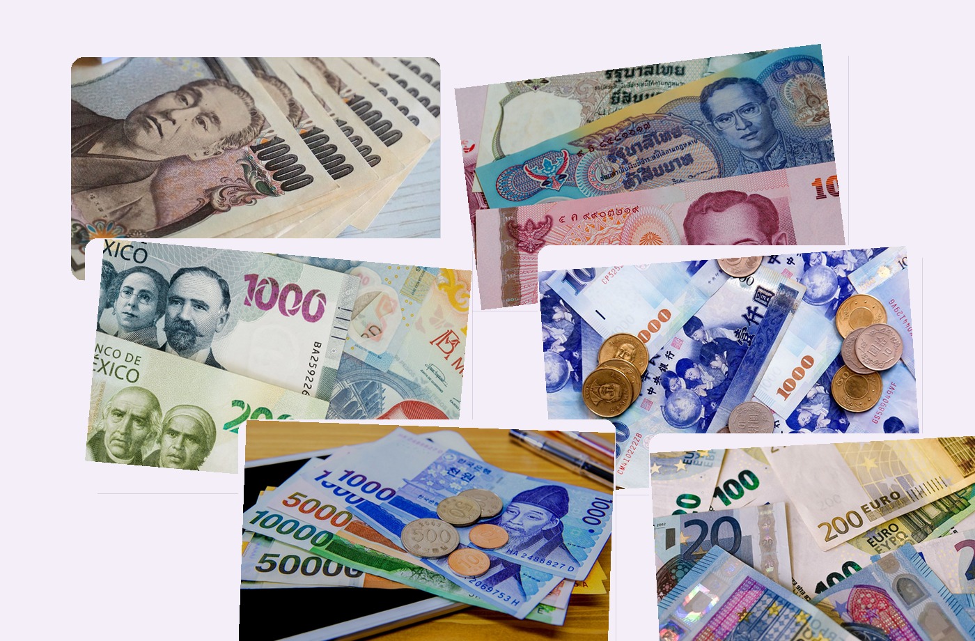 Multi-country currency collage
